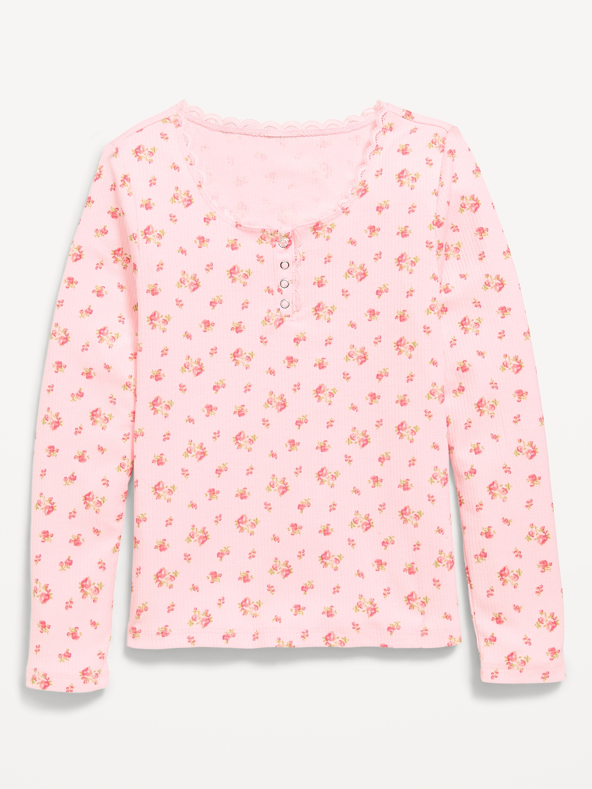 Long-Sleeve Ribbed Henley T-Shirt for Girls | Old Navy