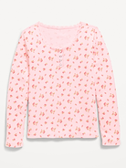 Image number 1 showing, Long-Sleeve Ribbed Henley T-Shirt for Girls