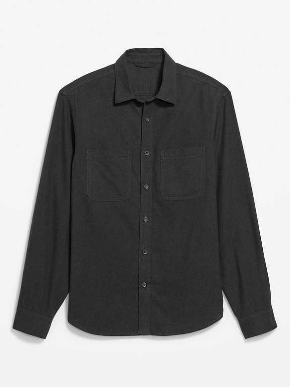 Relaxed Long-Sleeve Flannel Pocket Shirt