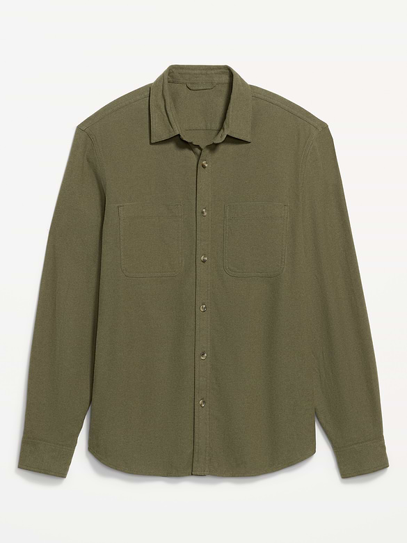Relaxed Long-Sleeve Flannel Pocket Shirt