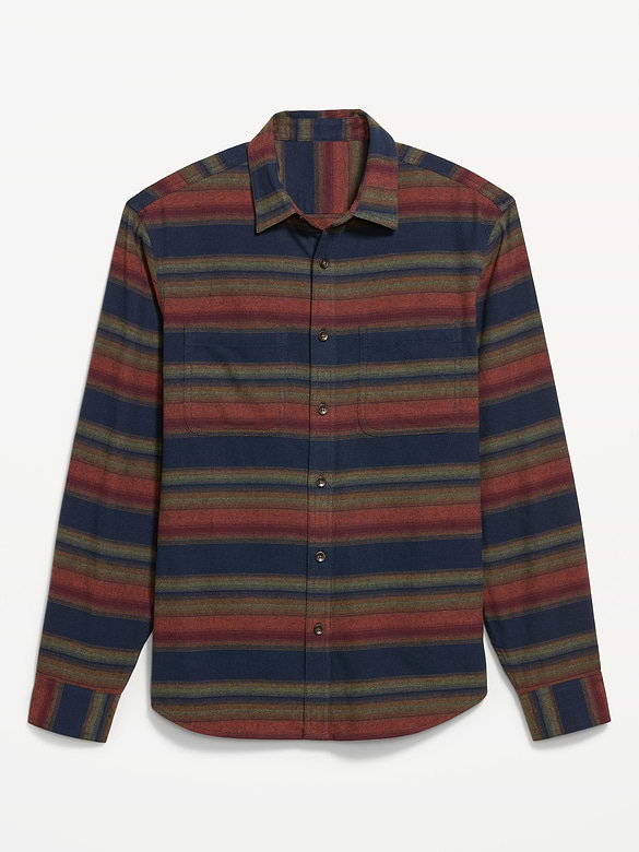 Relaxed Long-Sleeve Flannel Pocket Shirt