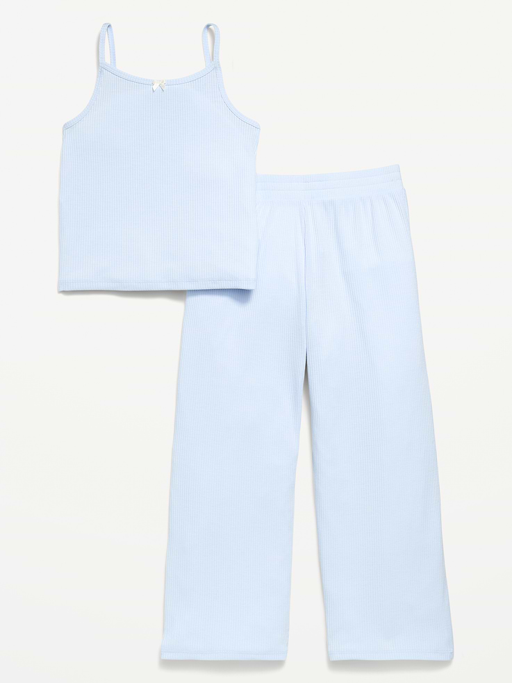 Image 1 de 2, Encolure carrée., Petite boucle décorative à l’encolure., Bretelles fines., Pantalon de pyjama assorti., Taille élastique., Produit #908512