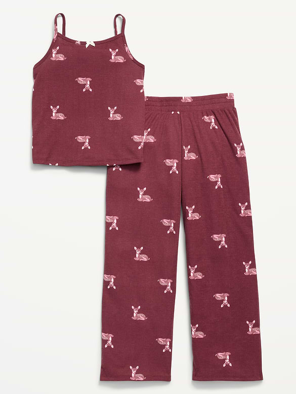 Ribbed Pajama Cami and Pants Set for Girls