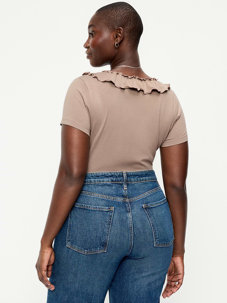 Image number 6 showing, Lettuce-Edge Scoop-Neck Top