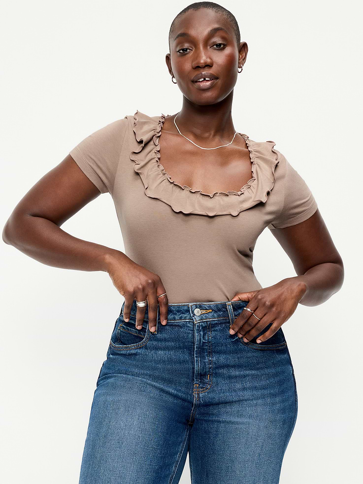 Image number 5 showing, Lettuce-Edge Scoop-Neck Top
