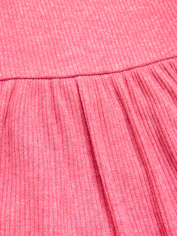 Long-Sleeve Ribbed Heart Pocket Dress for Toddler Girls