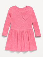 Image number 1 showing, Long-Sleeve Ribbed Heart Pocket Dress for Toddler Girls