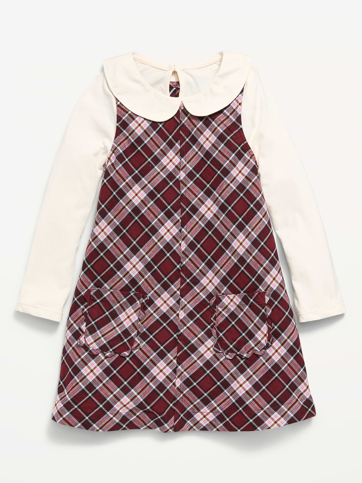 Image number 1 showing, Collared Top and Plaid Dress Set for Toddler Girls