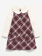 Image number 1 showing, Collared Top and Plaid Dress Set for Toddler Girls