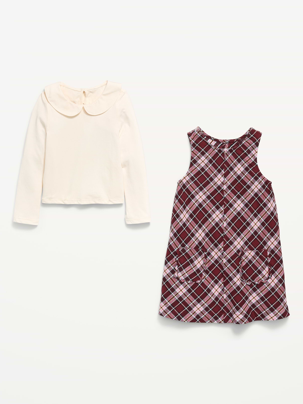 Image number 3 showing, Collared Top and Plaid Dress Set for Toddler Girls