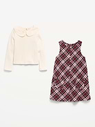 Image number 3 showing, Collared Top and Plaid Dress Set for Toddler Girls
