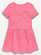 Image number 1 showing, Short-Sleeve Ribbed Heart Pocket Dress for Toddler Girls