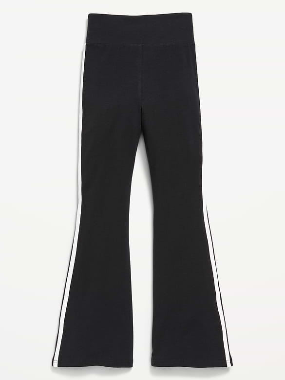 High-Waisted Side Striped Flared Leggings for Girls