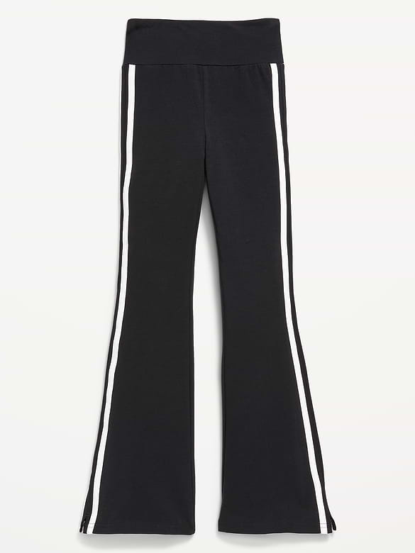 High-Waisted Side Striped Flared Leggings for Girls