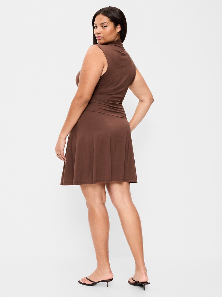 Image number 9 showing, Gathered Mock-Neck Drop-Waist Mini Dress
