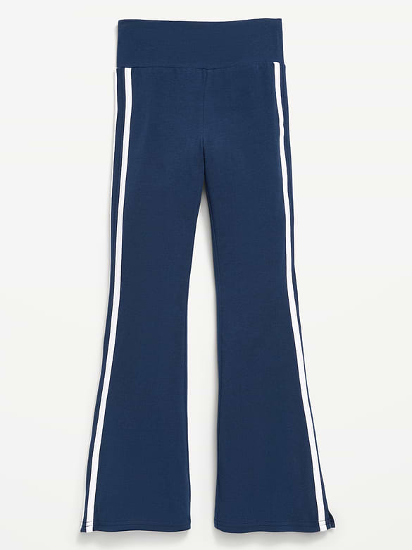 High-Waisted Side Striped Flared Leggings for Girls