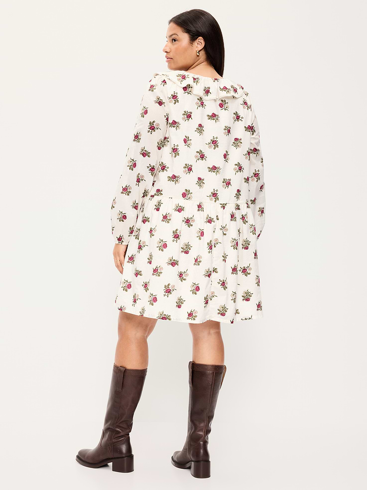 Image number 9 showing, Long-Sleeve Ruffle-Collar Swing Mini Dress