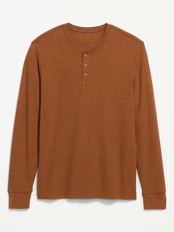 Long-Sleeve Waffle Henley T-Shirt