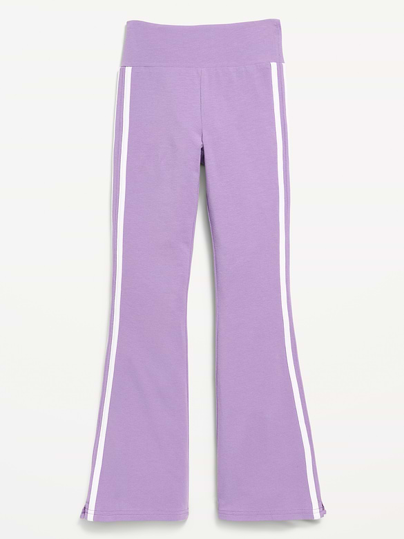 High-Waisted Side Striped Flared Leggings for Girls
