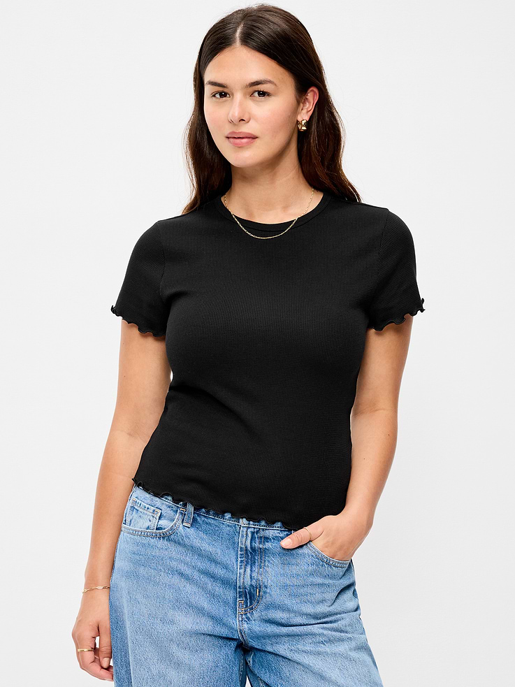 L'image numéro 6 présente T-shirt ajusté court en tricot gaufré