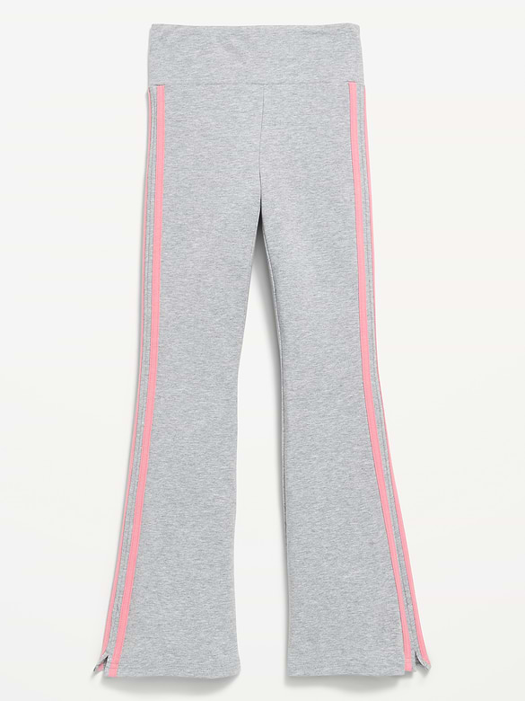 High-Waisted Side Striped Flared Leggings for Girls