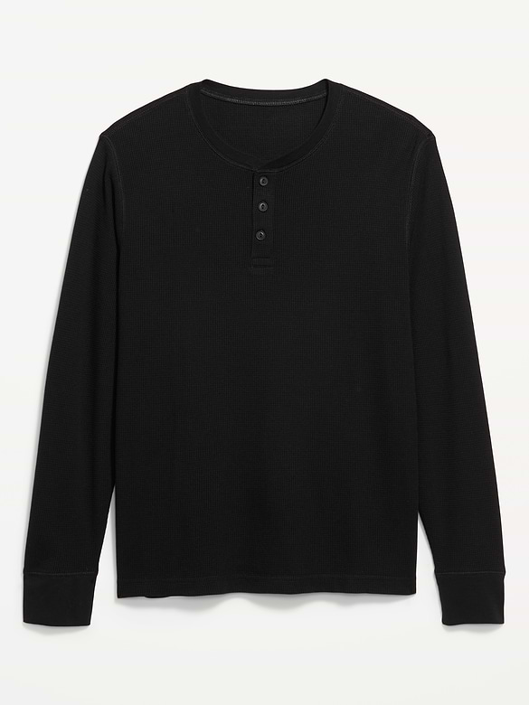 Long-Sleeve Waffle Henley T-Shirt