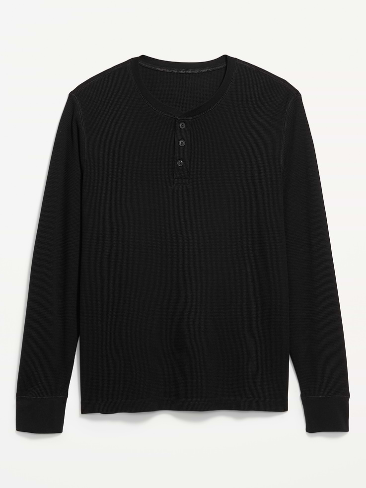 Image 3 of 4, Long-Sleeve Waffle Henley T-Shirt