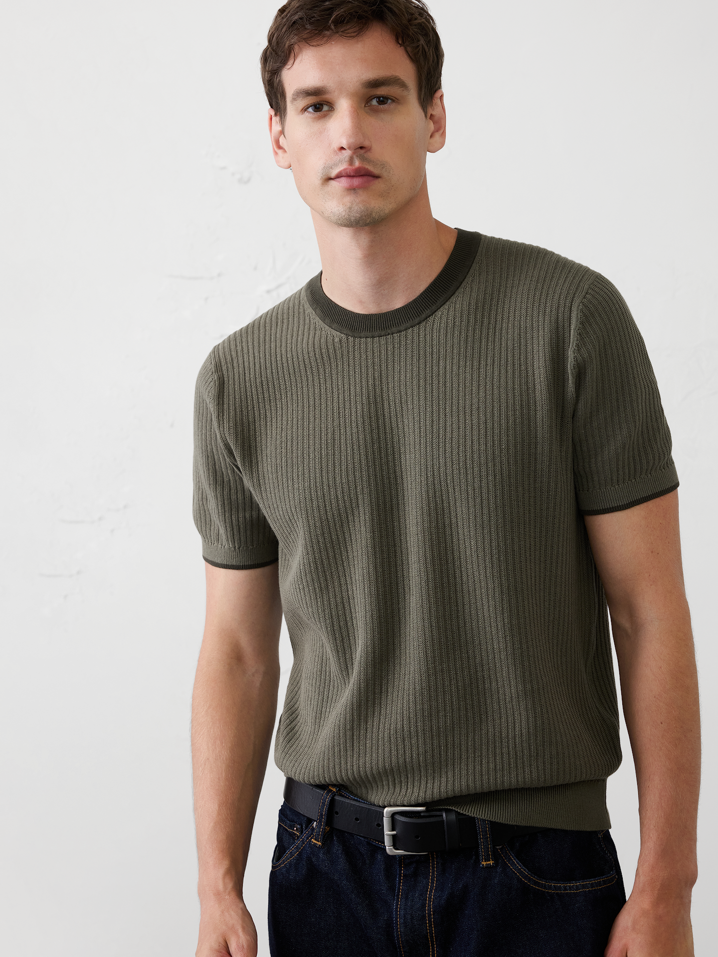 Image number 1 showing, Contrast-Collar Sweater Top