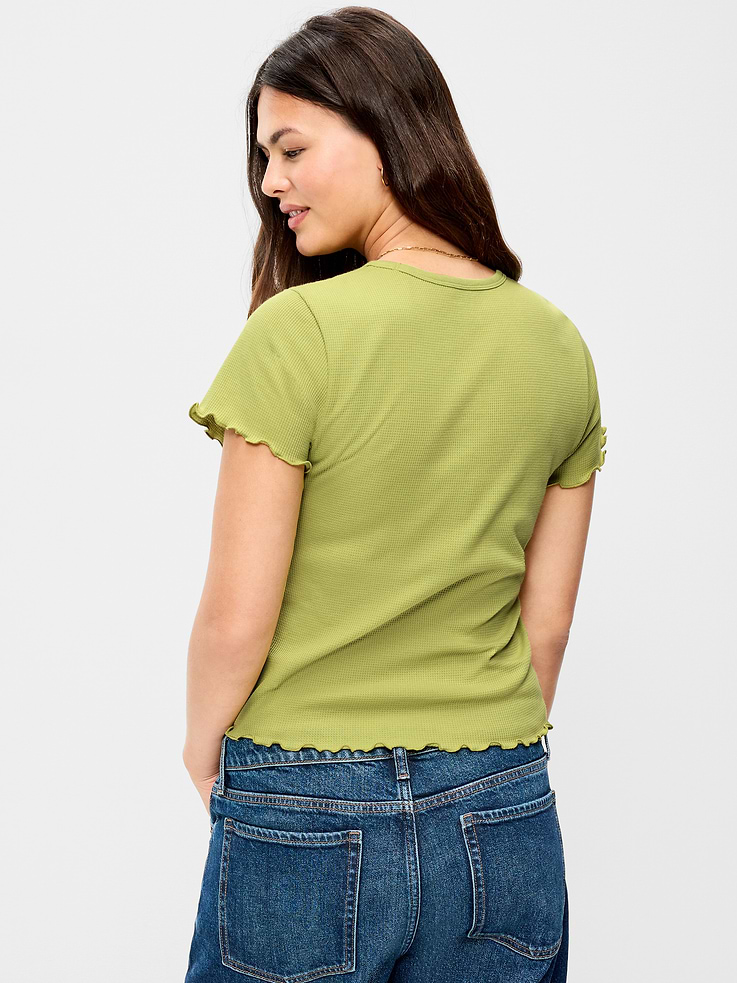 Image number 7 showing, Fitted Waffle-Knit Cropped T-Shirt