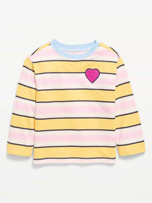 Oversized Oversized Long-Sleeve Striped Graphic T-Shirt for Toddler Girls on clearance at Old Navy — 40% off