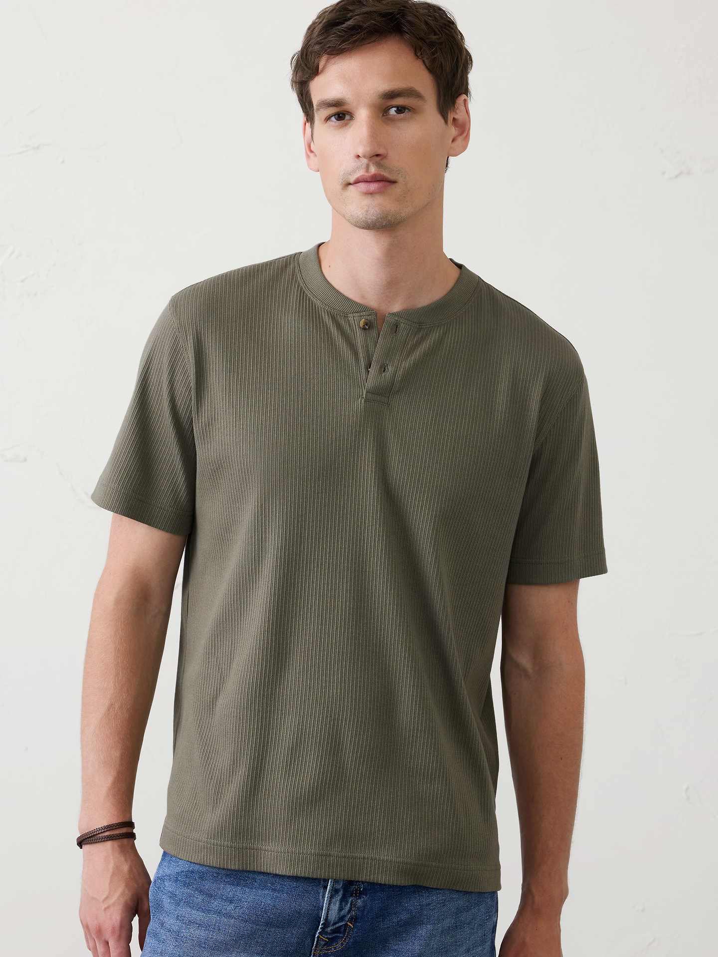 Image number 1 showing, Standard-Fit Light Pointelle Henley