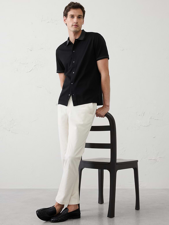 Slim-Fit Luxe Touch Button-Down Polo