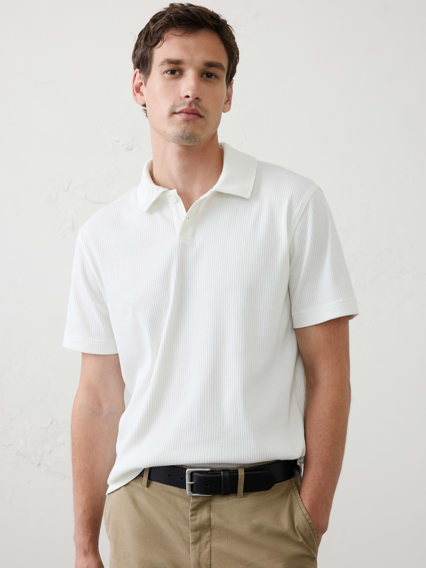 Image number 1 showing, Standard-Fit Light Pointelle Polo