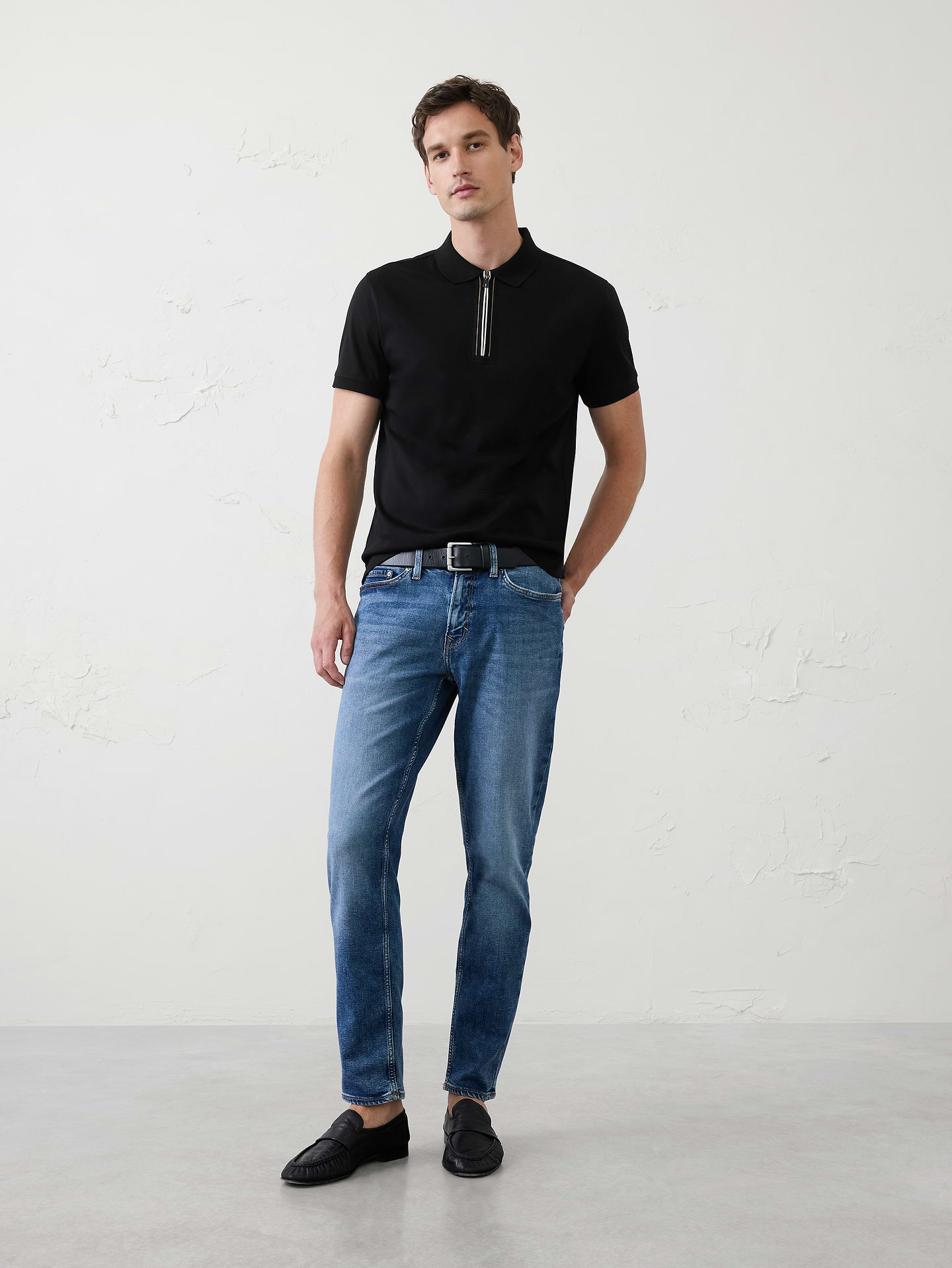 Image number 3 showing, Standard-Fit Luxe Touch Zip Polo