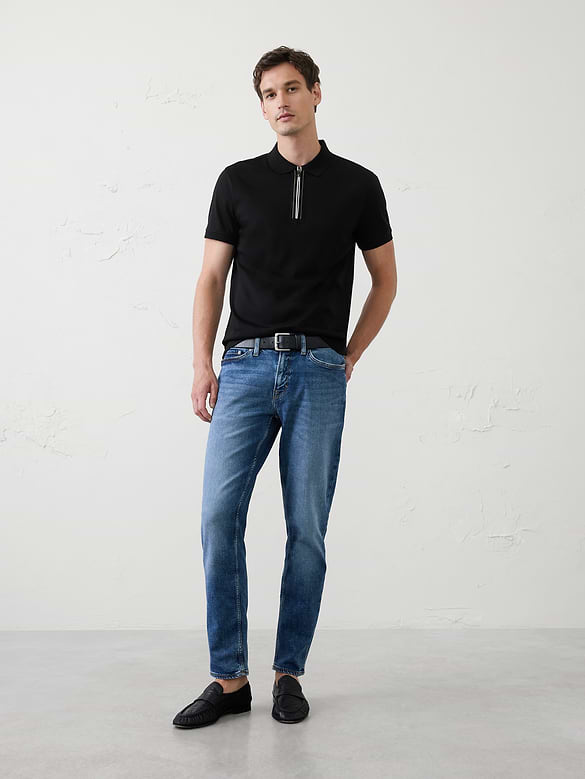 Standard-Fit Luxe Touch Zip Polo