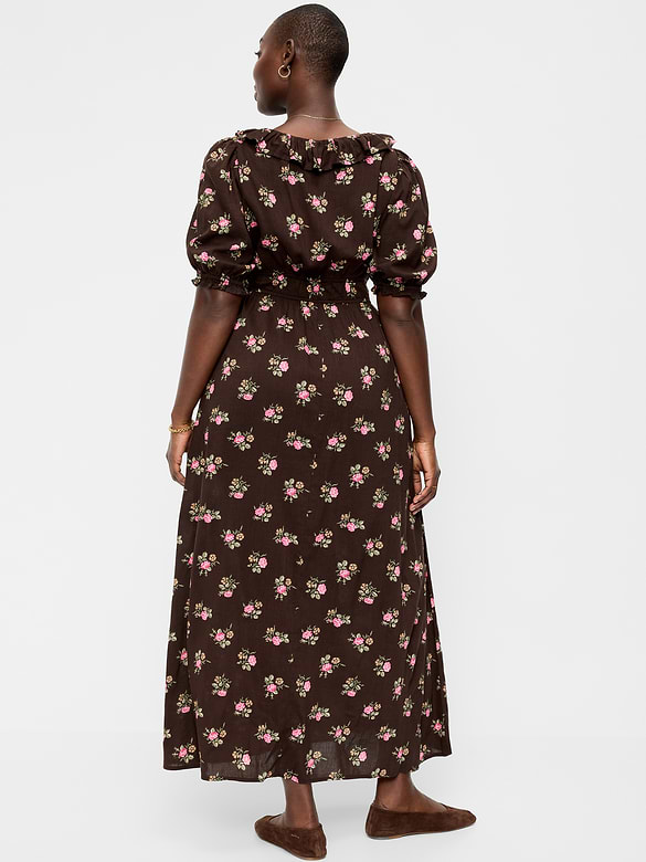 Ruffle-Collar Boho Maxi Dress