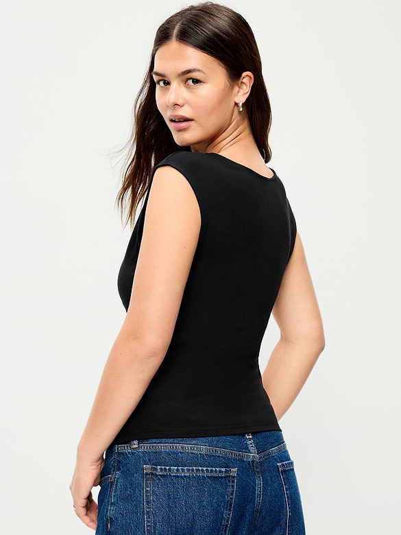 Gathered-Shoulder Rosette Top