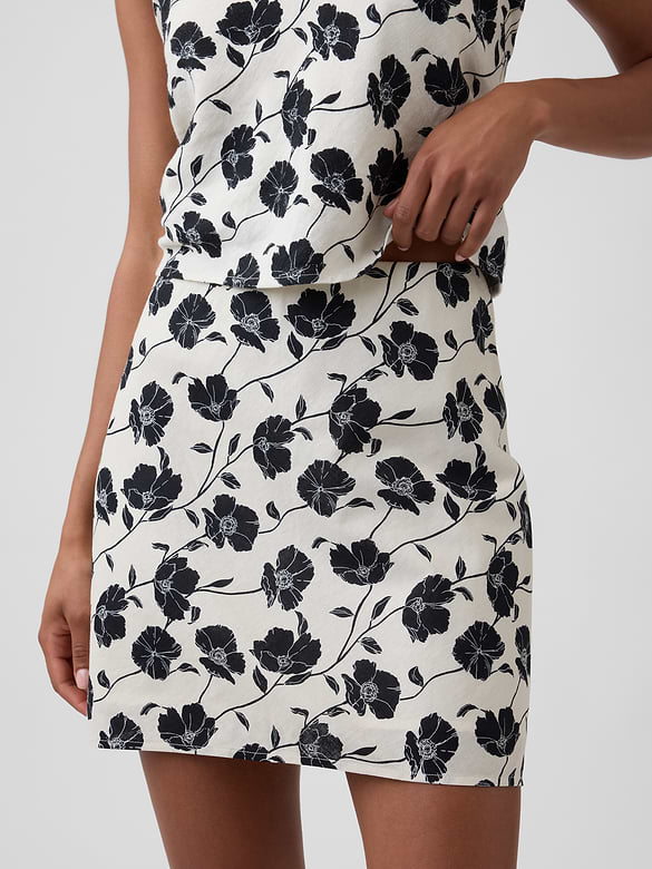 Linen-Blend Mini Skirt