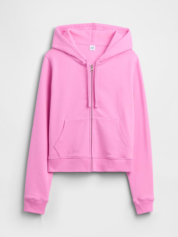 Cropped Fleece Zip Hoodie