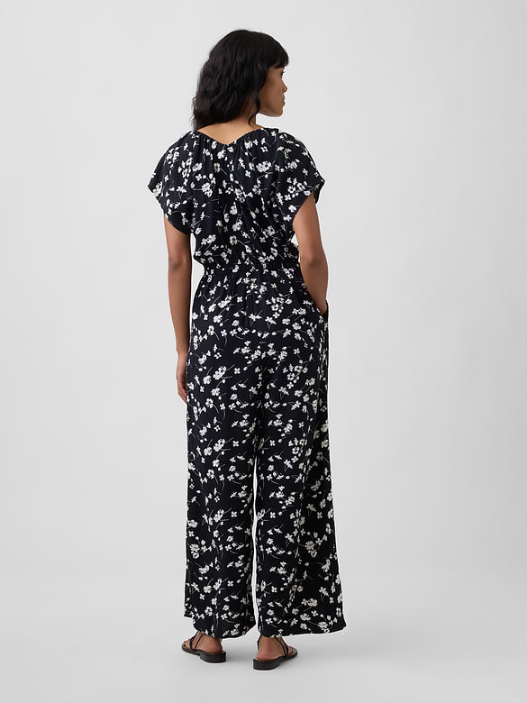 Flutter Sleeve Wide-Leg Jumpsuit