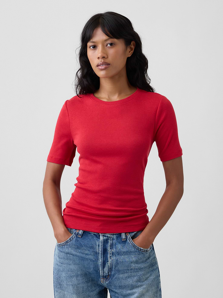 Image number 1 showing, Modern Ribbed Crewneck T-Shirt