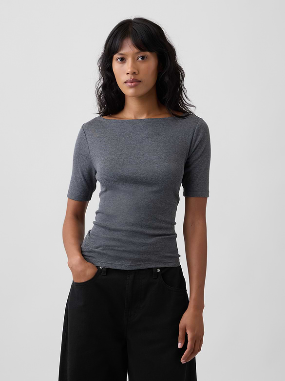 Modern Ribbed Boatneck Top
