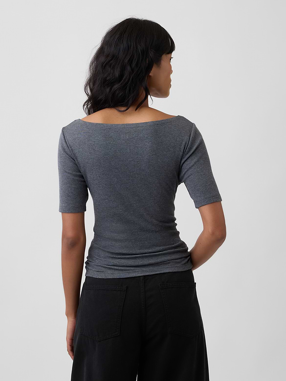 Modern Ribbed Boatneck Top
