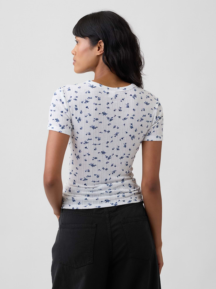 Image number 2 showing, Essential Ribbed Pointelle Crewneck T-Shirt