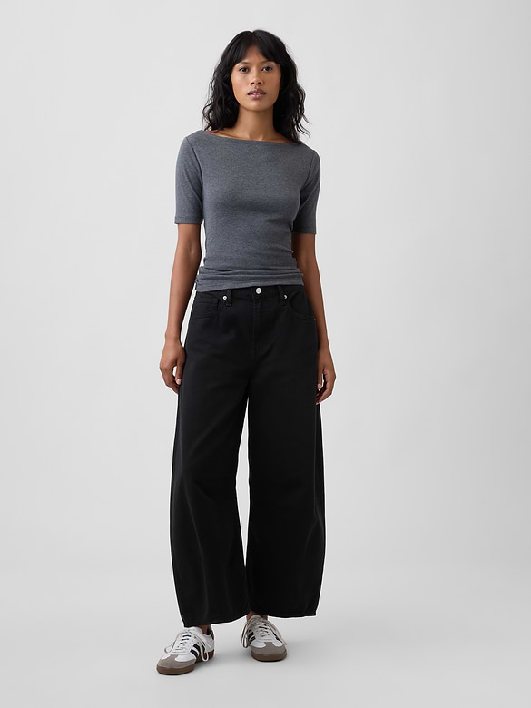 Modern Ribbed Boatneck Top