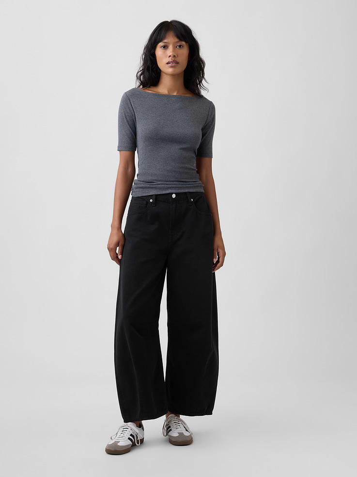 Image number 3 showing, Modern Ribbed Boatneck Top