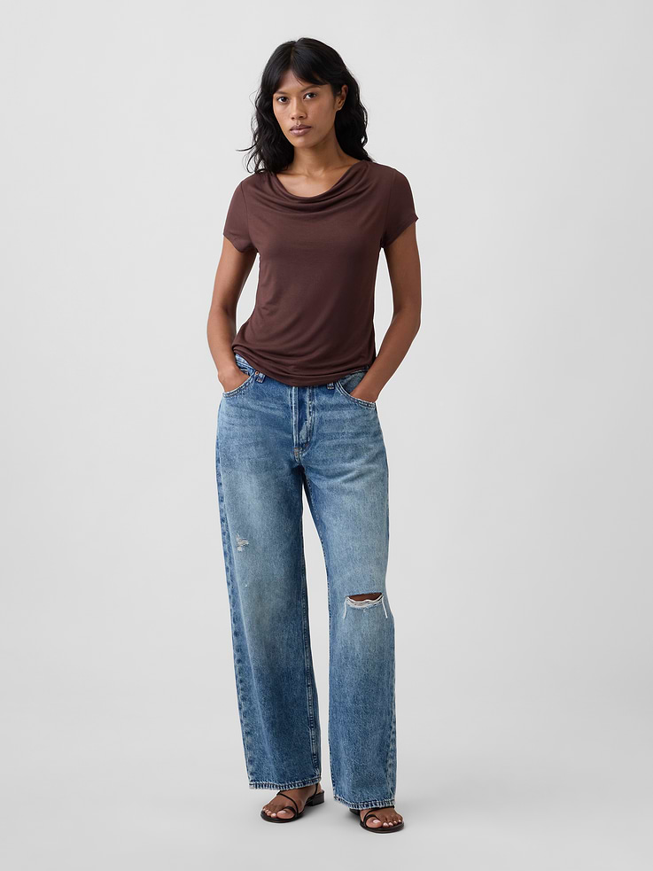 Image number 3 showing, Stretch Jersey Cowl-Neck Top