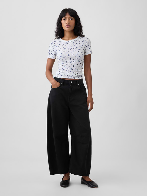 Essential Ribbed Pointelle Crewneck T-Shirt