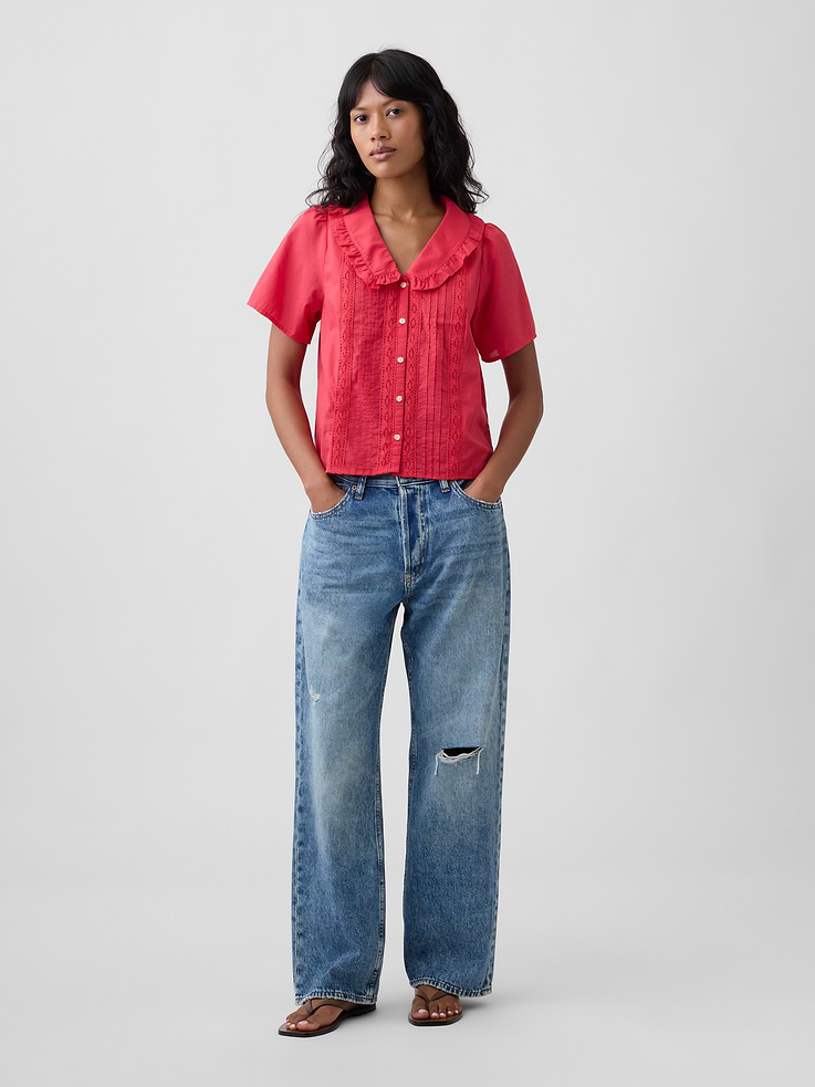 Image number 3 showing, Relaxed Lace-Trim Top