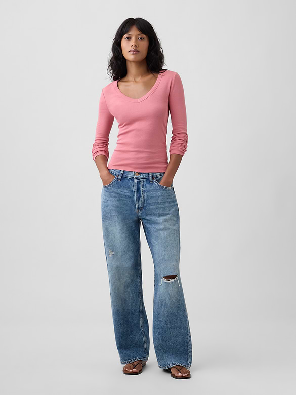 Modern Ribbed V-Neck T-Shirt